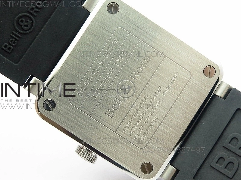 BR 03-92 SS Case V3 Black Dial 42.5mm on Rubber Strap MIYOTA 9015